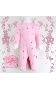 Sebi Bebe Güllü Şapkalı Bebek Tulumu 1108 Pembe
