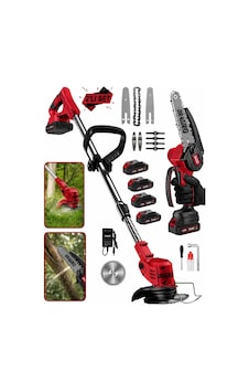 Dragro Drg-21v 2'li Set 21v Çift Akü R Uzatmalı Kollu Çalı Ot Biçme Şarjlı Tırpan Ve Testere 4 Akülü