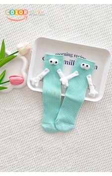 Color Socks Turkuaz Çocuk Mıknatıslı El Ele Tutuşan Çoraplar Topuksuz Turkuaz Color Socks Turkuaz Çocuk Mıknatıslı El Ele Tutuşan Çoraplar Topuksuz Turkuaz
