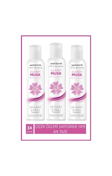 Watsons Classy Musk 24 Saat Etkili Pudrasız Kadın Sprey Deodorant 3 x 150 ML Watsons Classy Musk 24 Saat Etkili Pudrasız Kadın Sprey Deodorant 3 x 150 ML