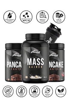 Hacim Paketi 10: Mass Gainer 3 Kg Vanilya + 2 Adet Protein Pancake 2x750 Gr + Shaker Hacim Paketi 10: Mass Gainer 3 Kg Vanilya + 2 Adet Protein Pancake 2x750 Gr + Shaker