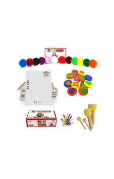 Çocuklar İçin 12 Renk Parmak Boyası Baskı Seti + 25x35 Cm Tuval Yıkanabilir 29 Parça Set Çocuklar İçin 12 Renk Parmak Boyası Baskı Seti + 25x35 Cm Tuval Yıkanabilir 29 Parça Set