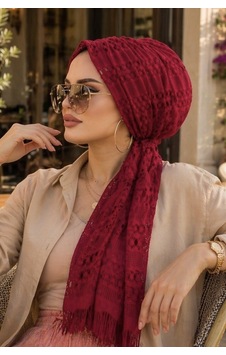 Aişe Tesettür Bordo Dantel Tokalı Bone Aişe Tesettür Bordo Dantel Tokalı Bone