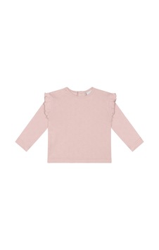 Antebies Organik Pembe Kalp Jakarlı Fırfırlı Uzun Kollu Kız Bebek Tshirt Antebies Organik Pembe Kalp Jakarlı Fırfırlı Uzun Kollu Kız Bebek Tshirt