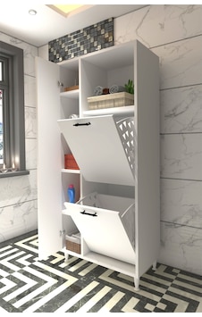 Makbulce Menekşe 2'li Çamaşır Sepetli Çok Amaçlı Dolap 163 x 68 Beyaz Makbulce Menekşe 2'li Çamaşır Sepetli Çok Amaçlı Dolap 163 x 68 Beyaz