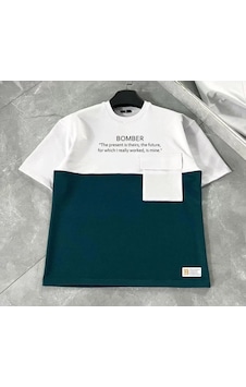 Unisex Torba Cep Detaylı Parçalı Tshirt Çok Renkli Unisex Torba Cep Detaylı Parçalı Tshirt Çok Renkli