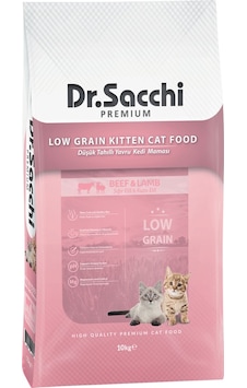 Dr.Sacchi Premium Düşük Tahıllı Sığır ve Kuzu Etli Yavru Kedi Maması 10 KG Dr.Sacchi Premium Düşük Tahıllı Sığır ve Kuzu Etli Yavru Kedi Maması 10 KG