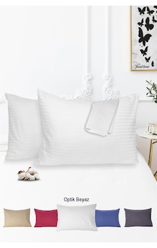 Vionel Home Pamuklu Çizgili Saten Yastık Kılıfı Beyaz 2'li 50 x 70 Vionel Home Pamuklu Çizgili Saten Yastık Kılıfı Beyaz 2'li 50 x 70