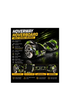 Hoverboard 6.5 İnç Led Işıklı Taşıma Kollu 36v 5.2ah Elektrikli Kaykay Yeşil Hoverboard 6.5 İnç Led Işıklı Taşıma Kollu 36v 5.2ah Elektrikli Kaykay Yeşil