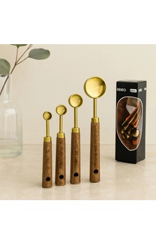 Hubrendy Tedarik Altın Renk Metal 4'lü Ölçü Kaşık Seti 15ml, 5ml, 2.5ml, 1.25ml Diğer Hubrendy Tedarik Altın Renk Metal 4'lü Ölçü Kaşık Seti 15ml, 5ml, 2.5ml, 1.25ml Diğer