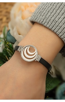 Papatya Silver Deri Kordonlu Zirkon Halka Üçlü Kuşak Halka Bileklik 925 Ayar Gümüş - UVPS200013 Papatya Silver Deri Kordonlu Zirkon Halka Üçlü Kuşak Halka Bileklik 925 Ayar Gümüş - UVPS200013