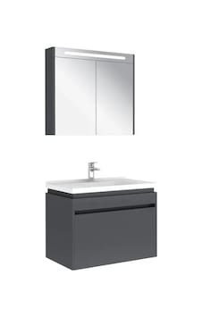 Kale Idea 2.0 80 Cm Tek Çekmeceli Set Parlak Antrasit Lavabo Dolabı + Aynalı Dolap Kale Idea 2.0 80 Cm Tek Çekmeceli Set Parlak Antrasit Lavabo Dolabı + Aynalı Dolap