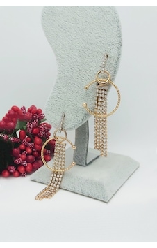 Rose Altın Kaplama Vip Seri Su Yolu Püsküllü C Küpe 6 cm Rose Gold Rose Altın Kaplama Vip Seri Su Yolu Püsküllü C Küpe 6 cm Rose Gold