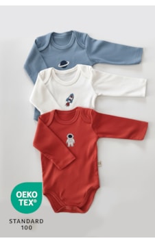 Luppinos Space 3lü %100 Pamuk Nakışlı Uzun Kol Bebek Body Set Mavi - Beyaz Luppinos Space 3lü %100 Pamuk Nakışlı Uzun Kol Bebek Body Set Mavi - Beyaz