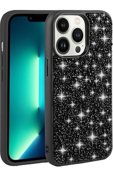 Apple Uyumlu iPhone 13 Pro Kılıf Parlak Taşlı Tasarım Stone Linea Kapak