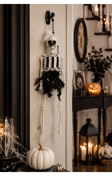 Beyaz Fiyonklu Tüllü İskelet Süs 43 Cm Halloween Cadılar Bayramı Parti Malzemesi Beyaz Fiyonklu Tüllü İskelet Süs 43 Cm Halloween Cadılar Bayramı Parti Malzemesi