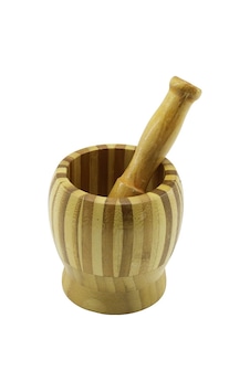 Ahşap Bambu - Çizgili Havan Sarımsak Dövecek Ç: 9.5cm--d: 6.6cm--