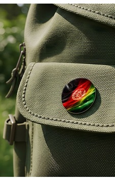 Afganistan Afghanistan Abstract Ülke Bayraklı Buton Rozet - 44 MM 5 Adet Çok Renkli