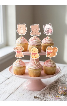 12 Li Sevimli Hayvanlar Cupcake Süsü Ve 12 Li Pipet Seti 12 Li Sevimli Hayvanlar Cupcake Süsü Ve 12 Li Pipet Seti