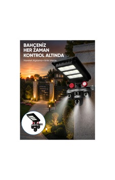 Güneş Enerjili 3 Lens Akıllı Güvenlik Kamerası Led Projektörlü Dış Mekan K - Sptrot8885-6