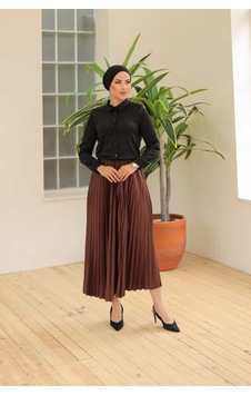 Storm Wear Kadın Pliseli Bel Lastikli Etek Kahverengi Storm Wear Kadın Pliseli Bel Lastikli Etek Kahverengi