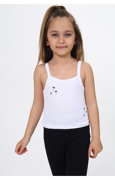 Toontoy Kız Çocuk Baskılı Kare Yaka Basic Atlet Beyaz Toontoy Kız Çocuk Baskılı Kare Yaka Basic Atlet Beyaz