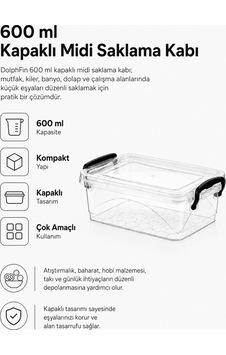 600 Ml Kapaklı Midi Saklama Kabı Çok Amaçlı Düzenleyici Kutu Şeffaf 600 Ml Kapaklı Midi Saklama Kabı Çok Amaçlı Düzenleyici Kutu Şeffaf