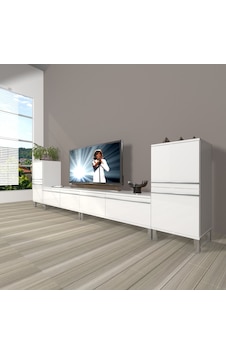Decoraktiv Eko 9200t Mdf Krom Ayaklı Tv Ünitesi Tv Sehpası Beyaz