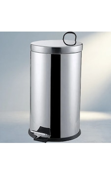 Şık Pedallı 16lt Krom Metal Çöp Kovası 10l Siyah Şık Pedallı 16lt Krom Metal Çöp Kovası 10l Siyah