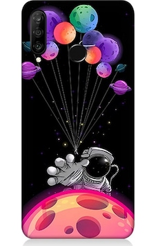 Huawei P30 Lite Uyumlu Silikon Kılıf Astranot Ve Uçan Balonlar Huawei P30 Lite Uyumlu Silikon Kılıf Astranot Ve Uçan Balonlar