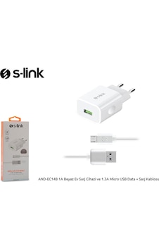 S-Link And-Ec14B 1A Beyaz Ev Sarj Cihazi Ve 1.3A Micro Usb Data + S-Link And-Ec14B 1A Beyaz Ev Sarj Cihazi Ve 1.3A Micro Usb Data +