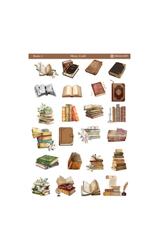1 Adet Kitap Temalı Sticker Sayfası 12x17 Cm Scrapbook, Bullet Journal, Planlayıcı İçin Diğer 1 Adet Kitap Temalı Sticker Sayfası 12x17 Cm Scrapbook, Bullet Journal, Planlayıcı İçin Diğer