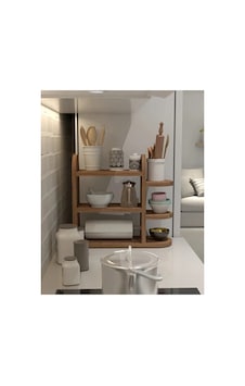 Peçetelikli Baharatlık Mutfak Rafı - 40 Cm Atlantik Çam