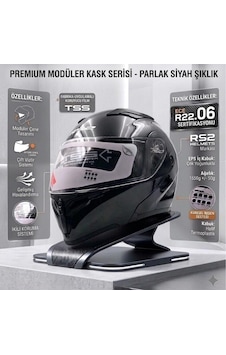Mx Helmets 902 Çene Açılır Motosiklet Kaskı Parlak Siyah