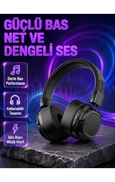 Kulak Üstü Güçlü Bas Katlanabilir Tasarım Bluetooth Kulaklık Kulak Üstü Güçlü Bas Katlanabilir Tasarım Bluetooth Kulaklık