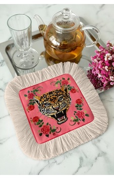Leopar Çiçek Motifli Saçaklı Servis Kokteyl Peçetesi - Canlı Bohem Pembe Krem Bardak Altlığı Mendil Tozlu Toprak Kestane Leopar Çiçek Motifli Saçaklı Servis Kokteyl Peçetesi - Canlı Bohem Pembe Krem Bardak Altlığı Mendil Tozlu Toprak Kestane