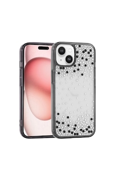 Apple iPhone Uyumlu 15 Kılıf Airbag Tasarımlı Damla Taşlı Şeffaf Zore Pera Silikon Kapak - Siyah Apple iPhone Uyumlu 15 Kılıf Airbag Tasarımlı Damla Taşlı Şeffaf Zore Pera Silikon Kapak - Siyah