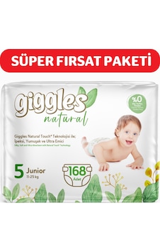Giggles Natural 5 Numara Juniour Pamuklu Bebek Bezi 168 Adet Giggles Natural 5 Numara Juniour Pamuklu Bebek Bezi 168 Adet