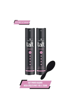 Taft Power Kaşmir Mega Güçlü Sprey 2 x 250 ML + Tarak Taft Power Kaşmir Mega Güçlü Sprey 2 x 250 ML + Tarak