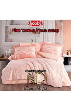 Hobby Poplin Pike Takımı Çift Kişilik Velura Terracota Çok Renkli