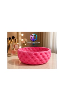 Kapitoneli Makyaj Organizeri Pamukluk Ve Kozmetik Düzenleyici 3d Baskılı Pembe Kapitoneli Makyaj Organizeri Pamukluk Ve Kozmetik Düzenleyici 3d Baskılı Pembe