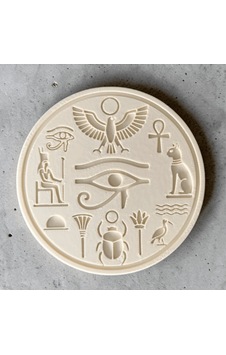 Zeroxo Antik Mısır Temalı Bardak Altlığı Seti Piramit Standlı Hiyeroglif Desenli Masa Dekoru 13x13 Cm Bej