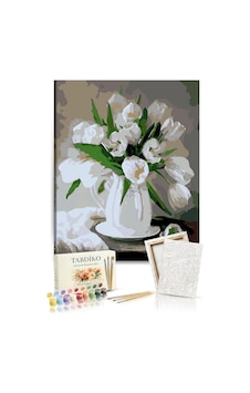 Sayılarla Boyama Seti 40 x 50 CM Tuval Şasesine Gerili Beyaz Çiçekler Sayılarla Boyama Seti 40 x 50 CM Tuval Şasesine Gerili Beyaz Çiçekler