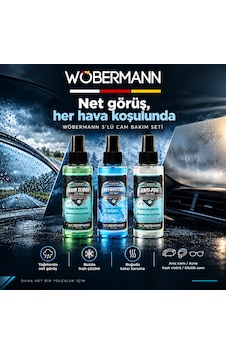 Wöbermann Cam Bakım Net Görüş Seti 3'lü Yağmur Kaydırıcı, Buz Çözücü, Buğu Önleyici