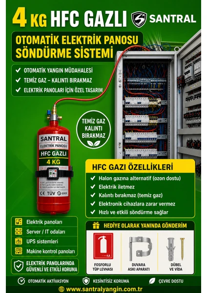 4 Kg Hfc Gazlı Otomatik Elektrik Pano Söndürme Sistemi 4 Kg Hfc Gazlı Otomatik Elektrik Pano Söndürme Sistemi
