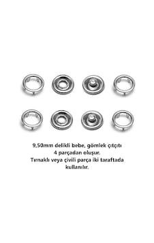 Çıt Çıt 9,5 Mm Gümüş Renkli 100 Adet 4 Parça Takım - 690822070 Çıt Çıt 9,5 Mm Gümüş Renkli 100 Adet 4 Parça Takım - 690822070