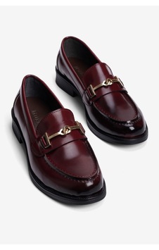 Mubiano Kadın Açma Loafer Gold Aksesuarlı Klasik Günlük Ayakkabı Kolej Bordo Mubiano Kadın Açma Loafer Gold Aksesuarlı Klasik Günlük Ayakkabı Kolej Bordo