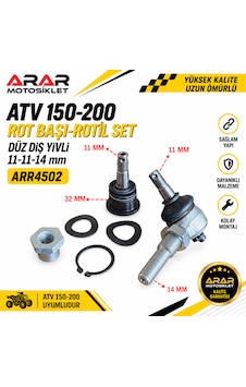 Atv 150-200 Rot Başı-rotil Set Düz Diş Yivli 11-11-14 Mm - 4502 Atv 150-200 Rot Başı-rotil Set Düz Diş Yivli 11-11-14 Mm - 4502