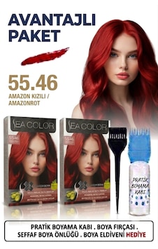 Sea Color Set Saç Boyası 55.46 Amamzon Kızılı 2 Li 2 Kutu+pratik Boya Kabı Sea Color Set Saç Boyası 55.46 Amamzon Kızılı 2 Li 2 Kutu+pratik Boya Kabı