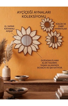 Ayna Ayçiçeği Ahşap Beyaz - Kahverengi Ayna Ayçiçeği Ahşap Beyaz - Kahverengi